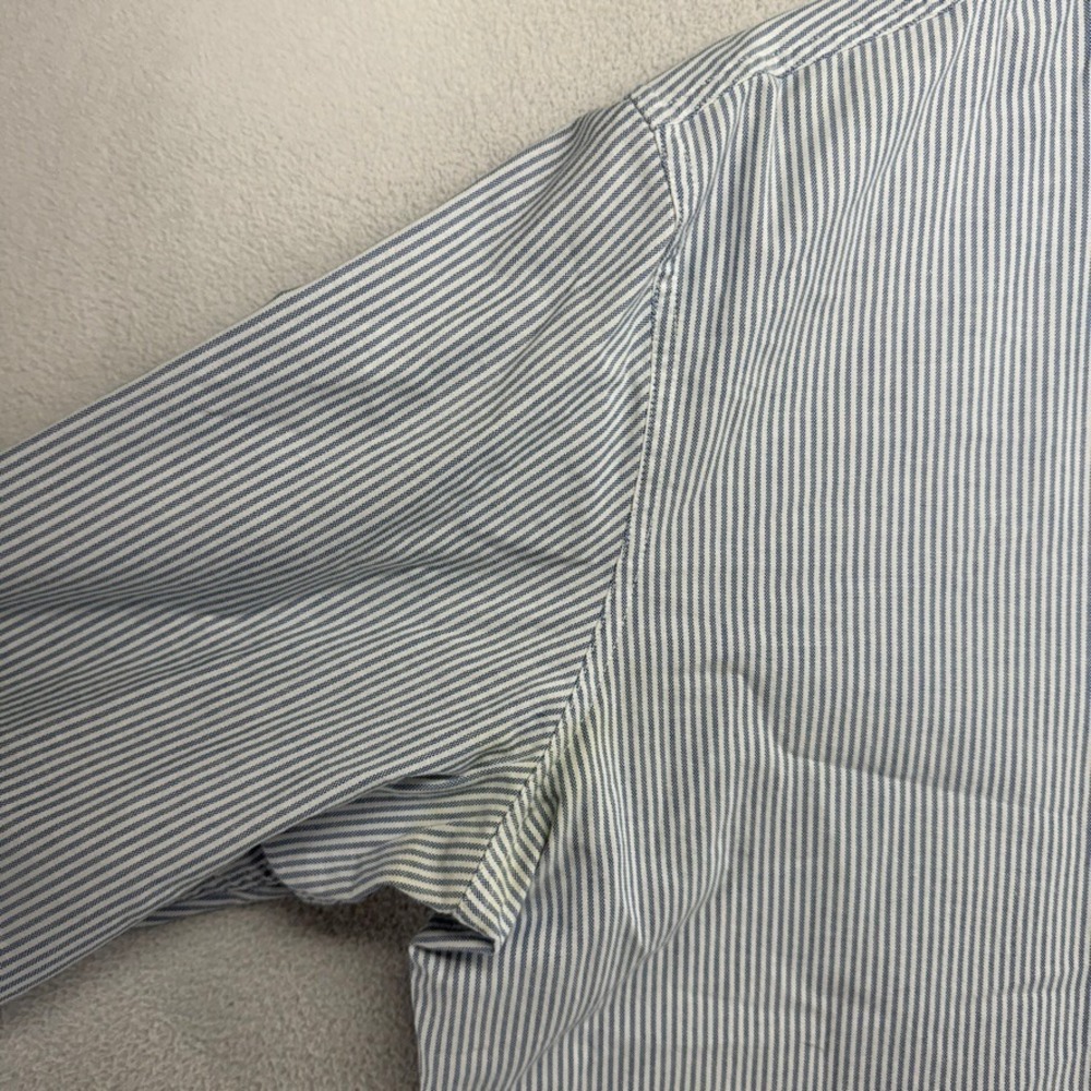 Chaps Button Down Mens XL Blue Striped Stretch Oxford Casual Cotton Blend Ivy - Picture 3 of 9